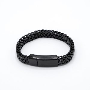 RVS Armband met dubbele schakel - zwart