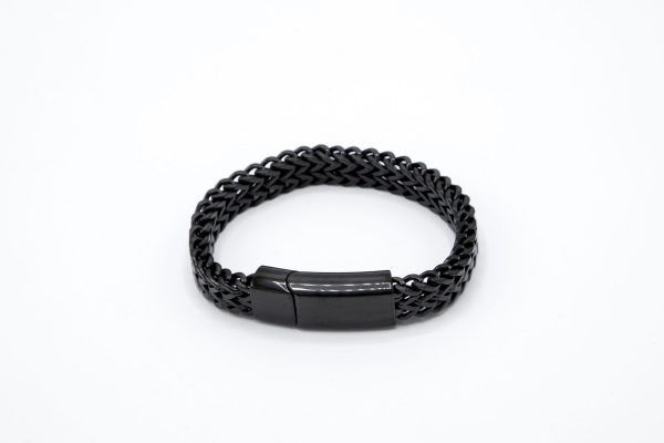 RVS Armband met dubbele schakel - zwart