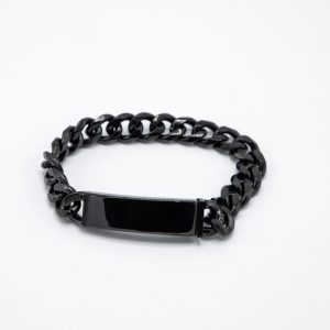 RVS Armband met grove schakel - zwart