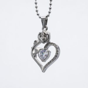 RVS Roos met hart en wit steentje